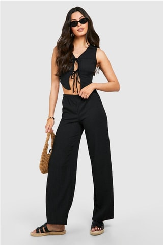 Chemisier et pantalon wide legs - Noir