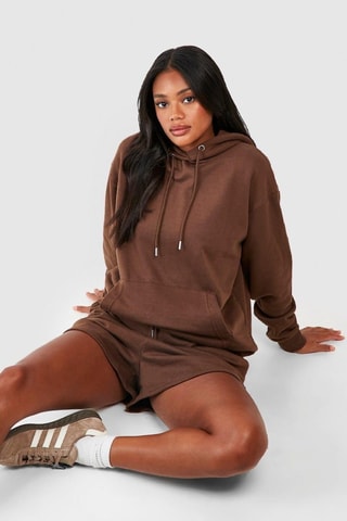 Sweat à capuche et short - Marron