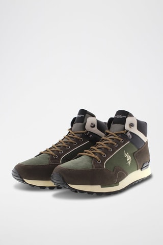 Sneakers subidos de nobuck Aron Castanho e verde
