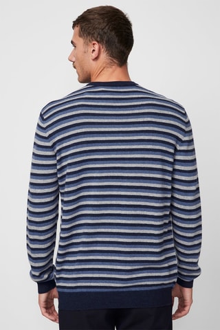 Camisola em lã e caxemira - Azul e branco