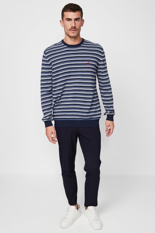 Camisola em lã e caxemira - Azul e branco