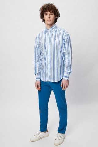 Camisa de linho - Azul cobalto e branco - Harmont & Blaine