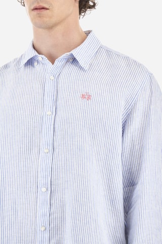 Camisa regular em linho - Azul