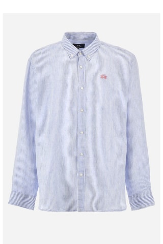 Camisa regular em linho - Azul
