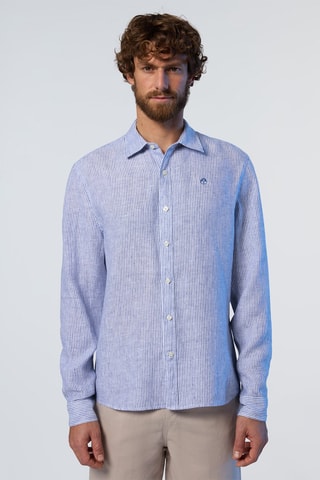 Camisa regular de linho - Azul