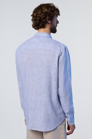 Camisa regular de linho - Azul