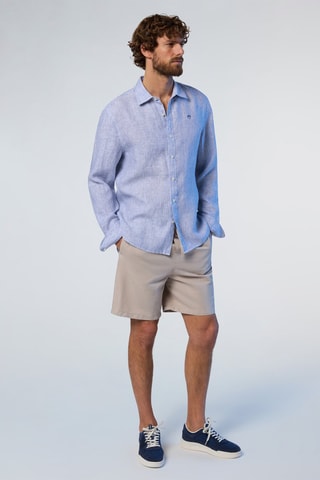Camisa regular de linho - Azul