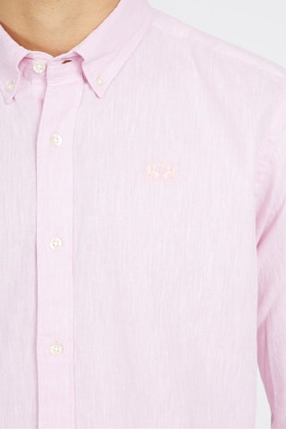 Camisa regular em linho - Rosa