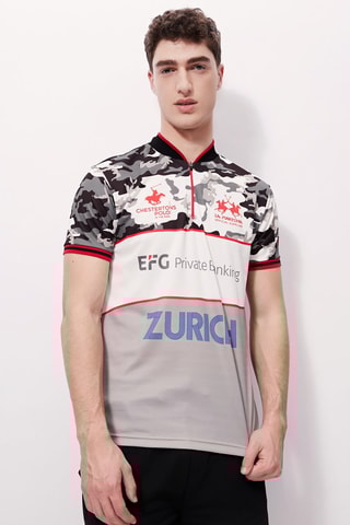 Polo 
Cinzento e branco