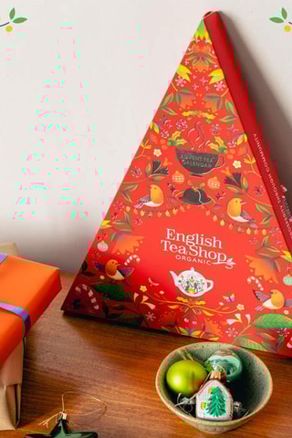 Calendrier de l'avent triangle rouge 25 sachets pyramides - 50 g