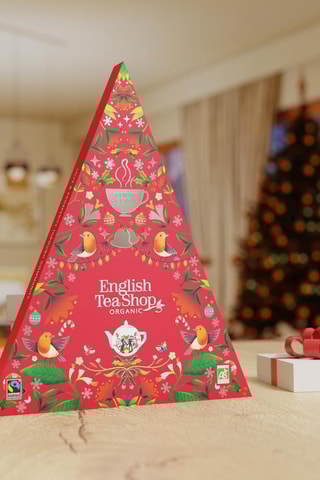 Calendrier de l'avent triangle rouge 25 sachets pyramides - 50 g