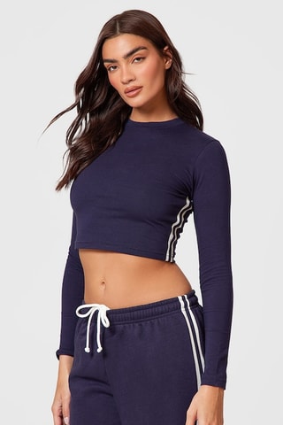 T-shirt cropped - Bleu marine