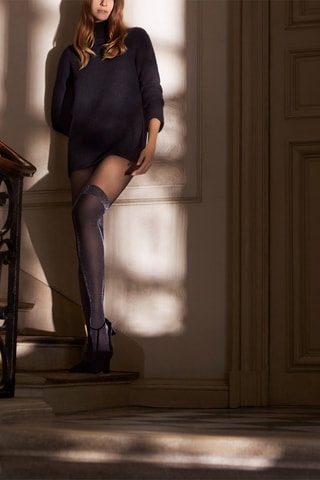 Semi-ondoorschijnende Panty met Kouseffect - 30 Denier - Zwart