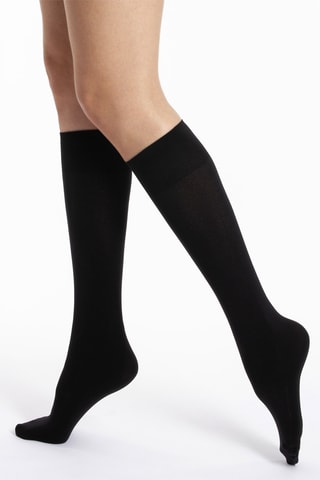 2 Warme Kniekousen - 100 Denier - Zwart
