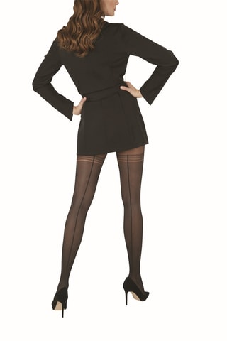 Semi-ondoorschijnende Panty met Netstoflook - Zwart