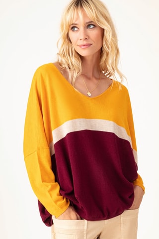 Pull en laine Mariana - Jaune et prune