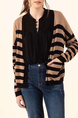 Gilet en laine Lena - Noir et camel