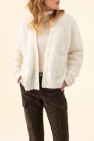 Gilet en laine et kid mohair Bonnie - Ecru