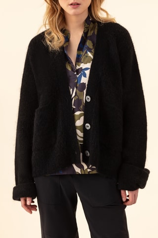 Gilet en laine et kid mohair Bonnie - Noir