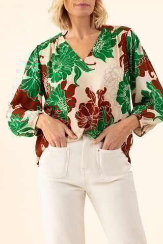 Blouse Mao - Vert et beige