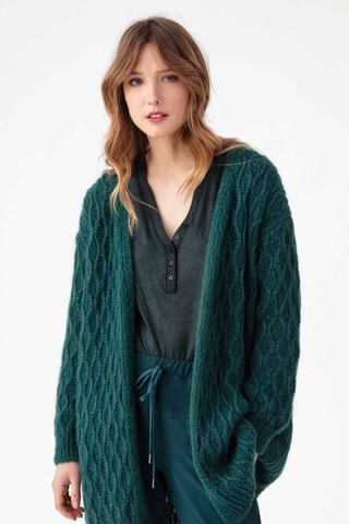 Gilet long en mohair - Vert foncé