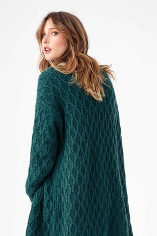 Gilet long en mohair - Vert foncé