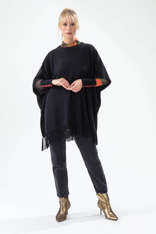 Poncho en laine sans manches - Noir