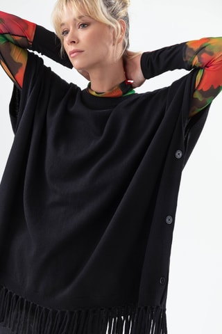 Poncho en laine sans manches - Noir