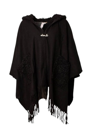 Poncho met capuchon - Zwart
