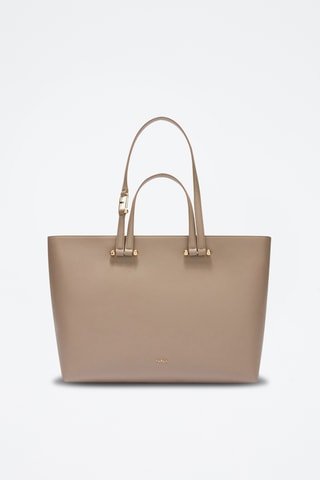 Leren Shopper Duetto - Lichtgrijs