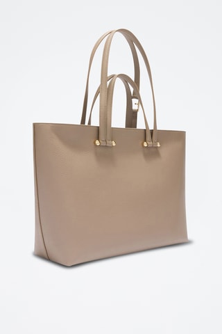 Leren Shopper Duetto - Lichtgrijs