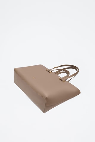 Leren Shopper Duetto - Lichtgrijs