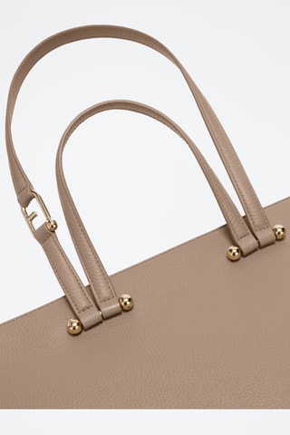 Leren Shopper Duetto - Lichtgrijs
