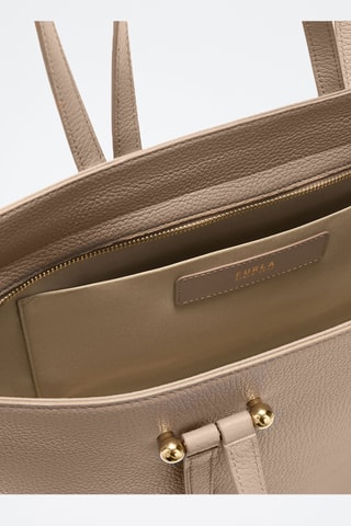 Leren Shopper Duetto - Lichtgrijs