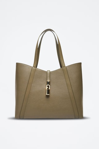 Leren Shopper Goccia - Kaki