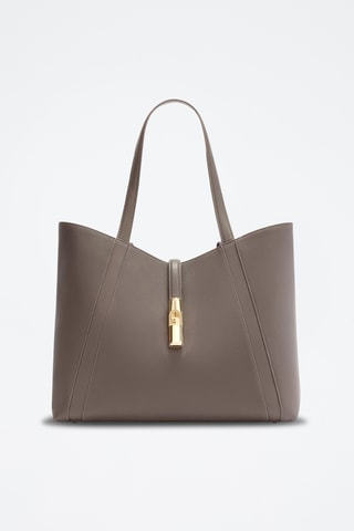 Leren Shopper Goccia - Lichtgrijs