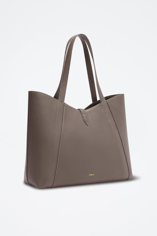 Leren Shopper Goccia - Lichtgrijs