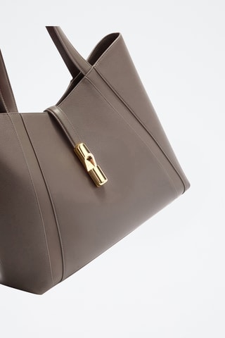 Leren Shopper Goccia - Lichtgrijs