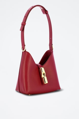 Leren Handtas Iride Mini Hobo- Bordeauxrood