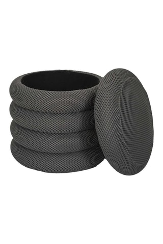 Opbergpoef Atome - Donkergrijs - Polyester