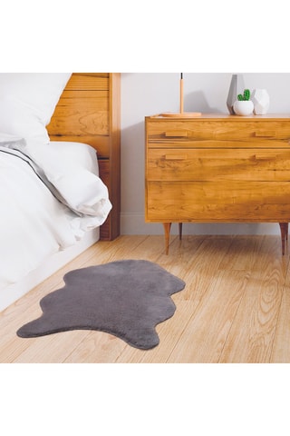 Vloerkleed van Imitatiebont Grijs - 60 x 90 cm