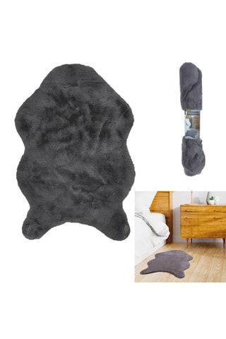 Vloerkleed van Imitatiebont Grijs - 60 x 90 cm