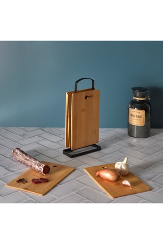 6 Bamboe Snijplanken en Voet - 16 x 5 x 30 cm