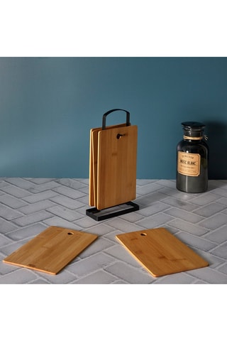 6 Bamboe Snijplanken en Voet - 16 x 5 x 30 cm