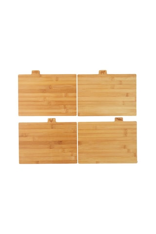 4 Bamboe Snijplanken en Voet - 29 x 8 x 24 cm