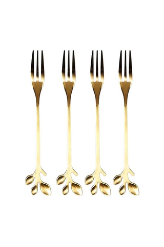 4 Dessertvorken Feuille Goudkleurig