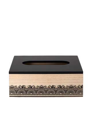 Paulowniahouten Tissuebox  Naturel en Zwart