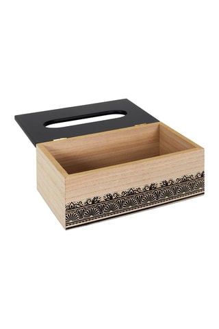Paulowniahouten Tissuebox  Naturel en Zwart