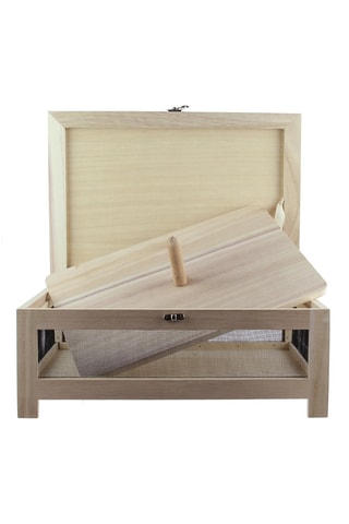 Houten en Roestvrijstalen Kaaskist - 39 x 27 x 15 cm