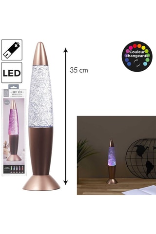 Ledlamp met Glitters 
Koperkleurig